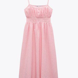 Zara Pink Gingham Midi Dress
